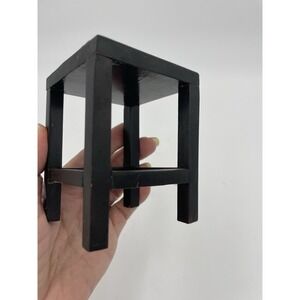 Vintage  Asian‎ Wood  Small Pedestal Stand Riser Pot Art Display Table 4" Tall
